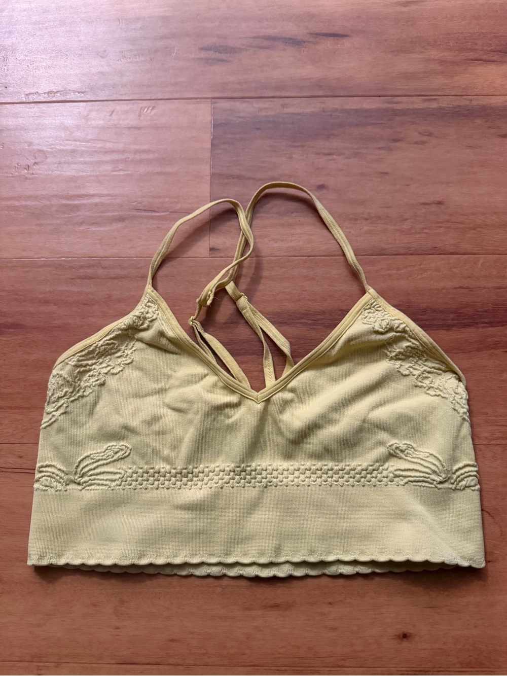 Anthropologie Pale Yellow Lace-Trim Bralette